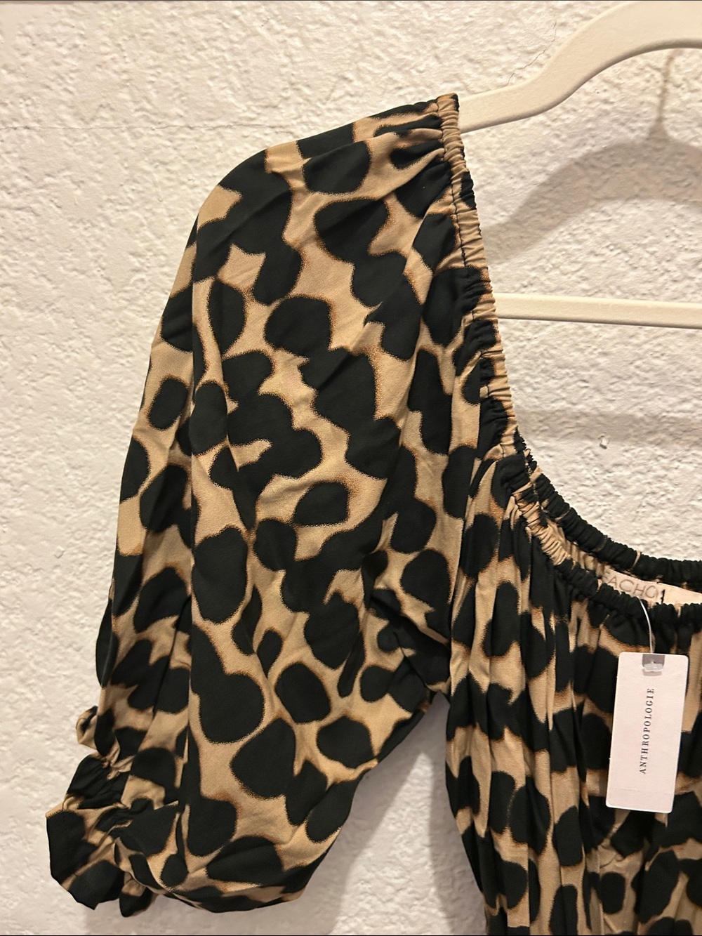 ⭐️ANTHROPOLOGIE ⭐️BEACHGOLD NWT Leopard-Print Puff Sleeve Mini Dress - Picture 6 of 11